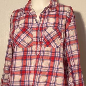 VINTAGE GAP Red and White Plaid long sleeve shirt